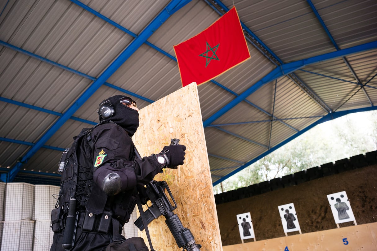 Entraînement des unités du groupe d’intervention rapide de la DGST, à Rabat, en 2018. &copy; Alexandre Dupeyron pour JA