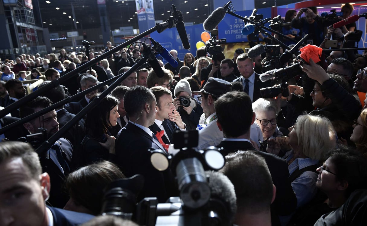 Le président Emmanuel Macron au Salon de l’Agriculture, le 23 février 2019. © Julien de Rosa/AP/SIPA