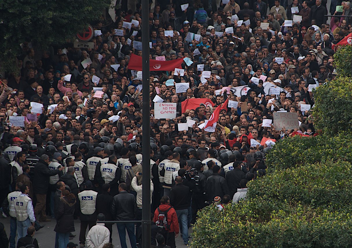 Les soulèvements populaires en Tunisie, en janvier 2010. © Chris Belsten/Flickr