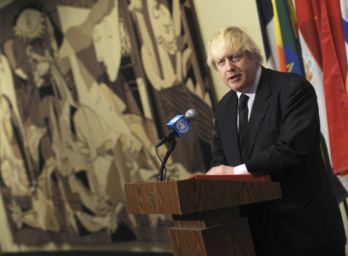 Le Premier ministre britannique Boris Johnson, le 5 avril 2020 au siège des Nations unies à New York. © Dennis Van Tine/STAR MAX/IPx/AP/SIPA