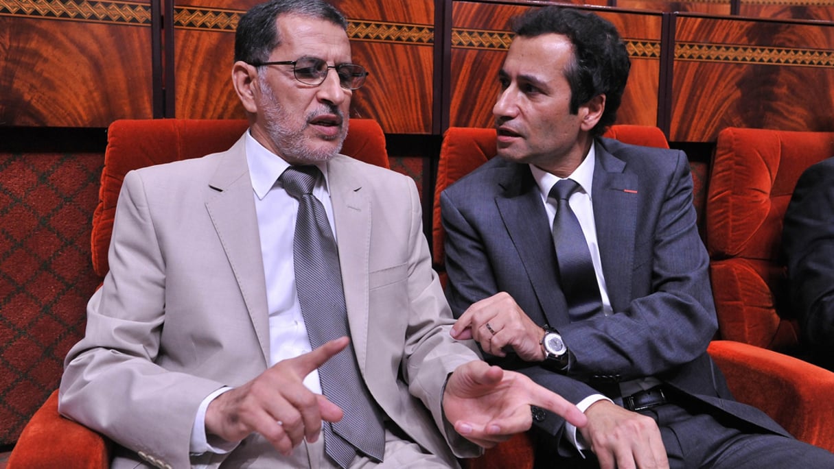 Le chef du gouvernement marocain Saadeddine El Othmani et le ministre de l’Economie et des Finances, Mohamed Benchaâboun, le 22 octobre 2018. © Mounir Mehimdate/AIC RESS