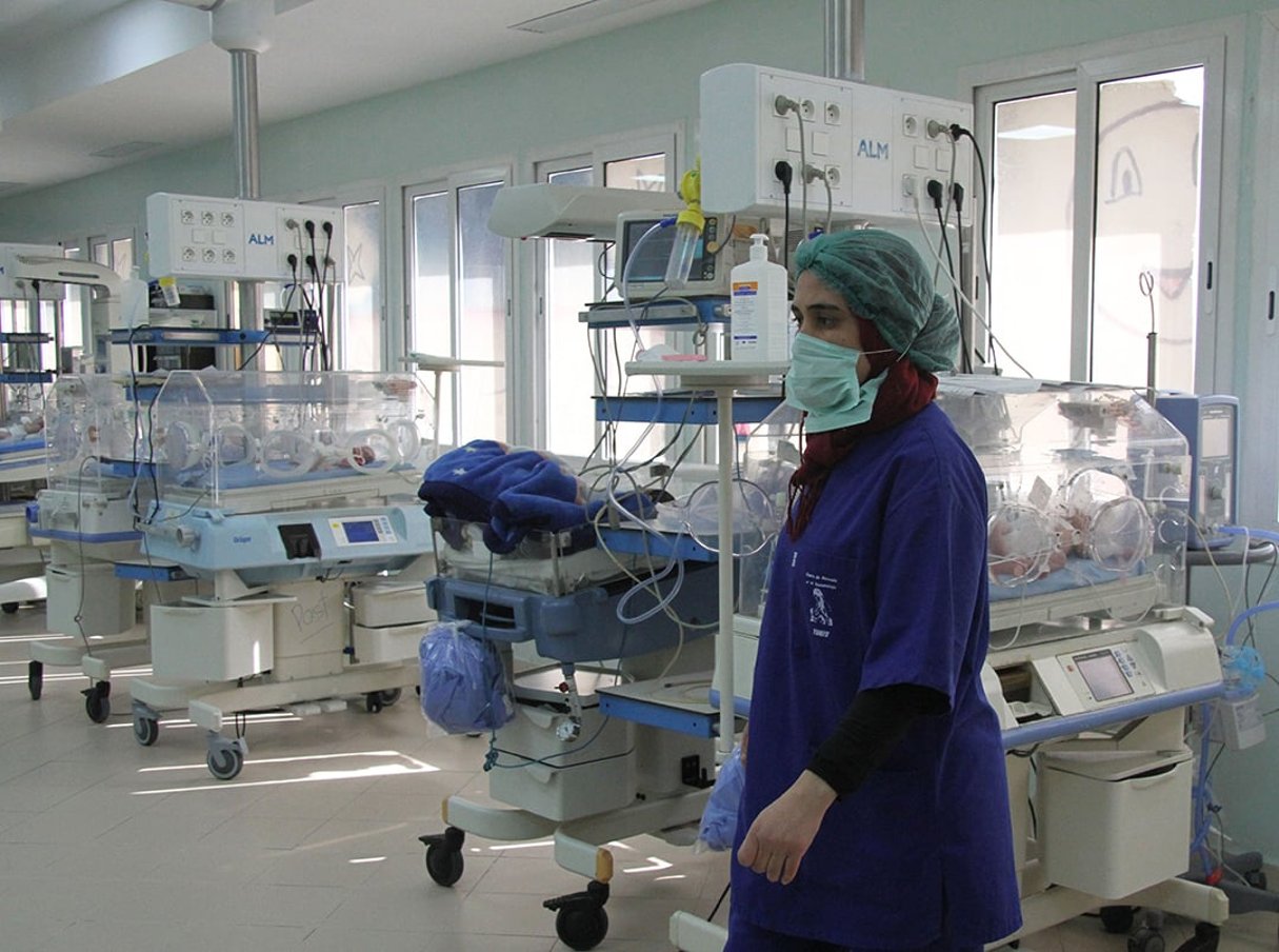 Maternité de l’hôpital de la Rabta, Tunis, le 11 mars 2019. © Mohamed Hammi/Sipa
