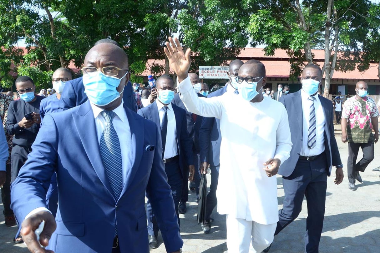 Le président béninois Patrice Talon lors des municipales, le 17 mai 2020. © Charles Placide