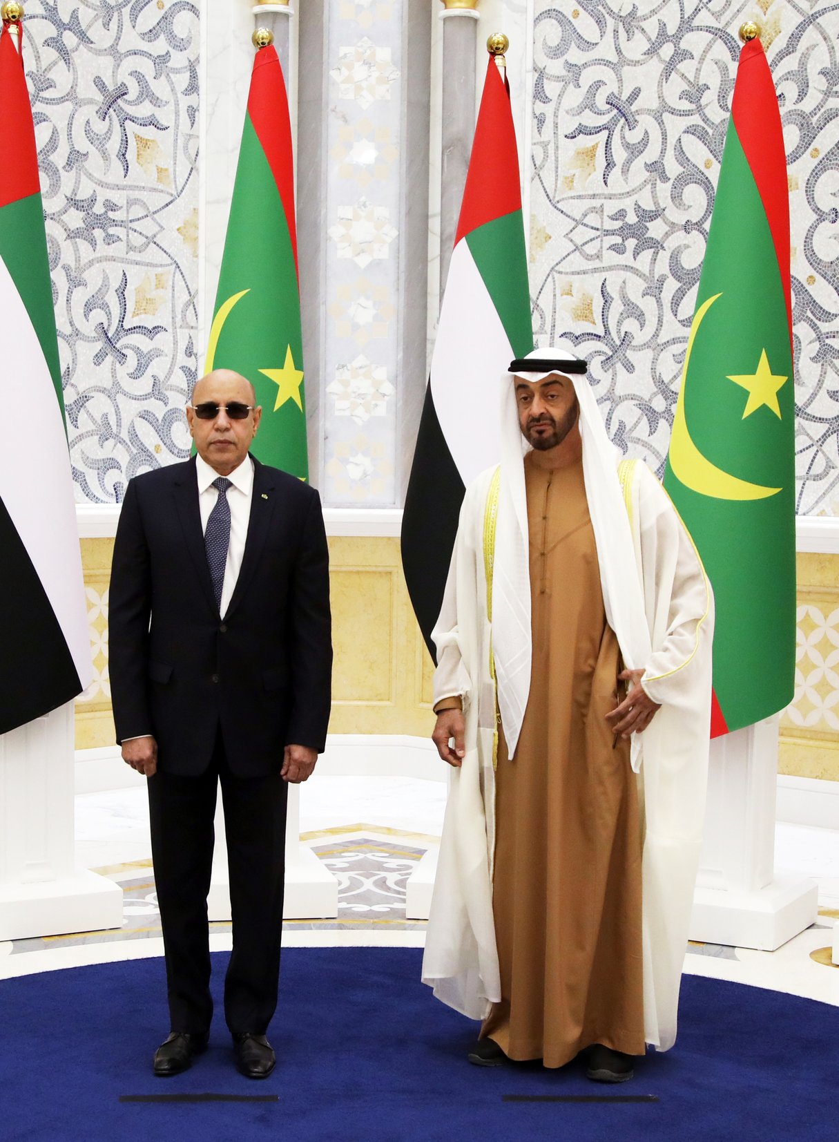 Mohamed Ould Ghazouani, avec le prince héritier émirati, Mohammed Ben Zayed, le 2 février, à Abou Dhabi. &copy; AMI