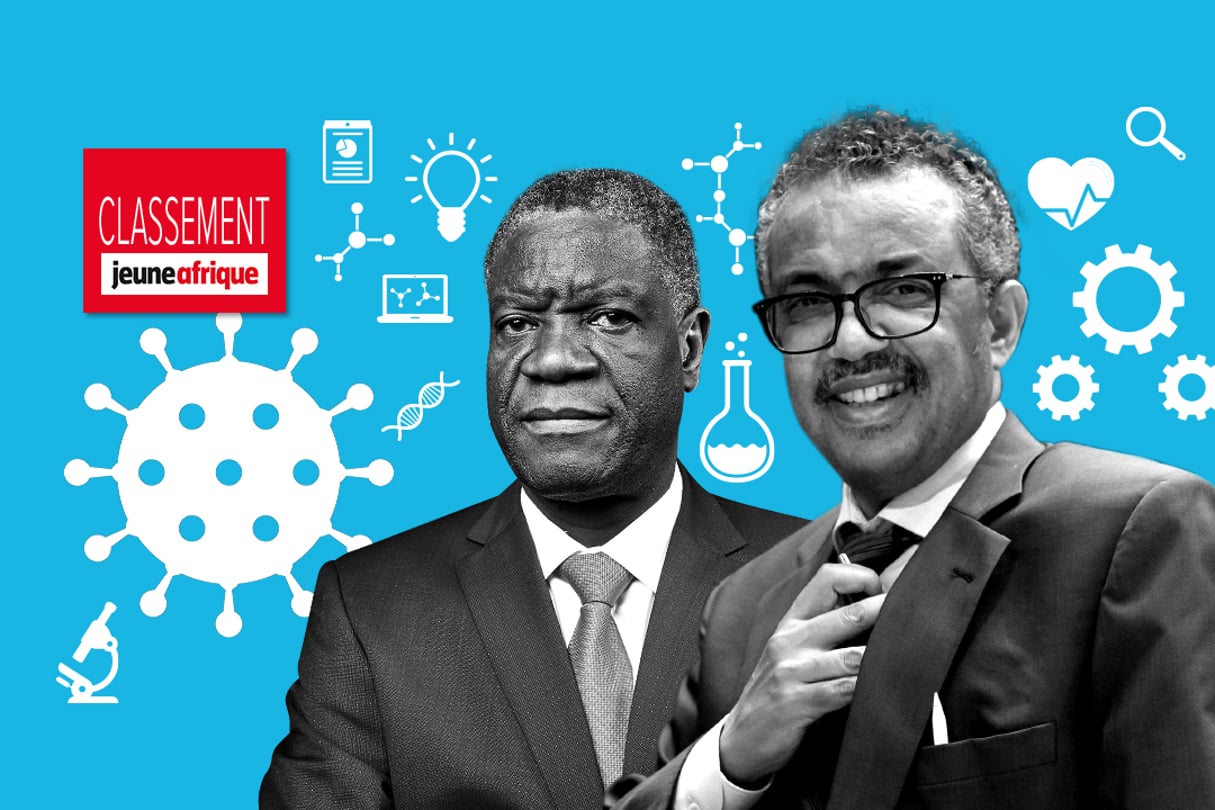 Le Prix Nobel de la paix Denis Mukwege (à g.) et Tedros Adhanom Ghebreyesus, patron de l’OMS.