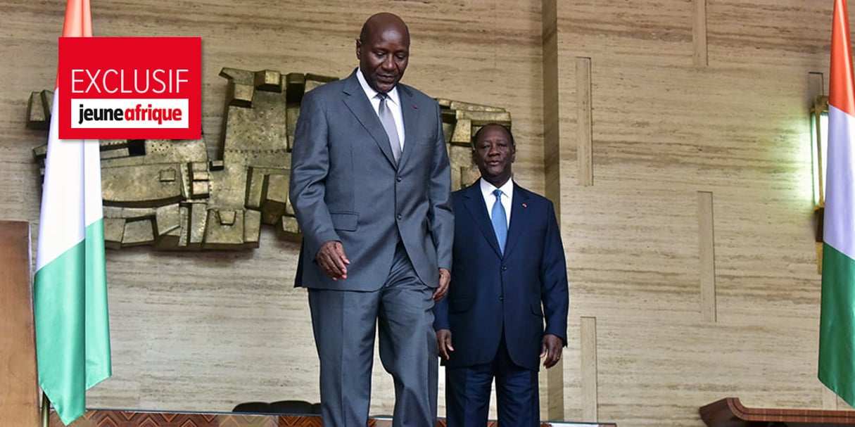 Alassane Ouattara (dr.) et Daniel Kablan Duncan après la démission de ce dernier du poste de Premier ministre, le 9 janvier 2017, à Abidjan. © Issouf Sanogo/AFP