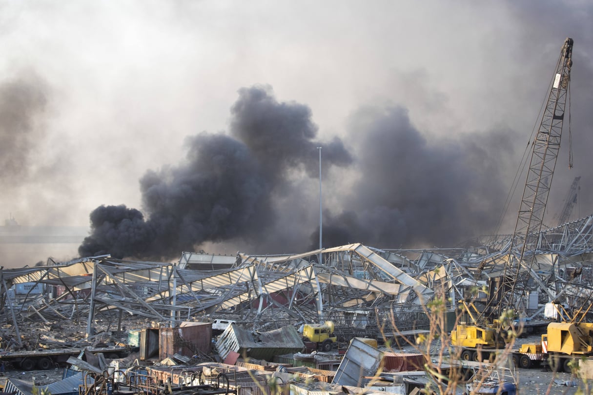 Les conséquences de la double explosion massive survenues à Beyrouth, au Liban, le mardi 4 août 2020 © (AP Photo/Hassan Ammar)
