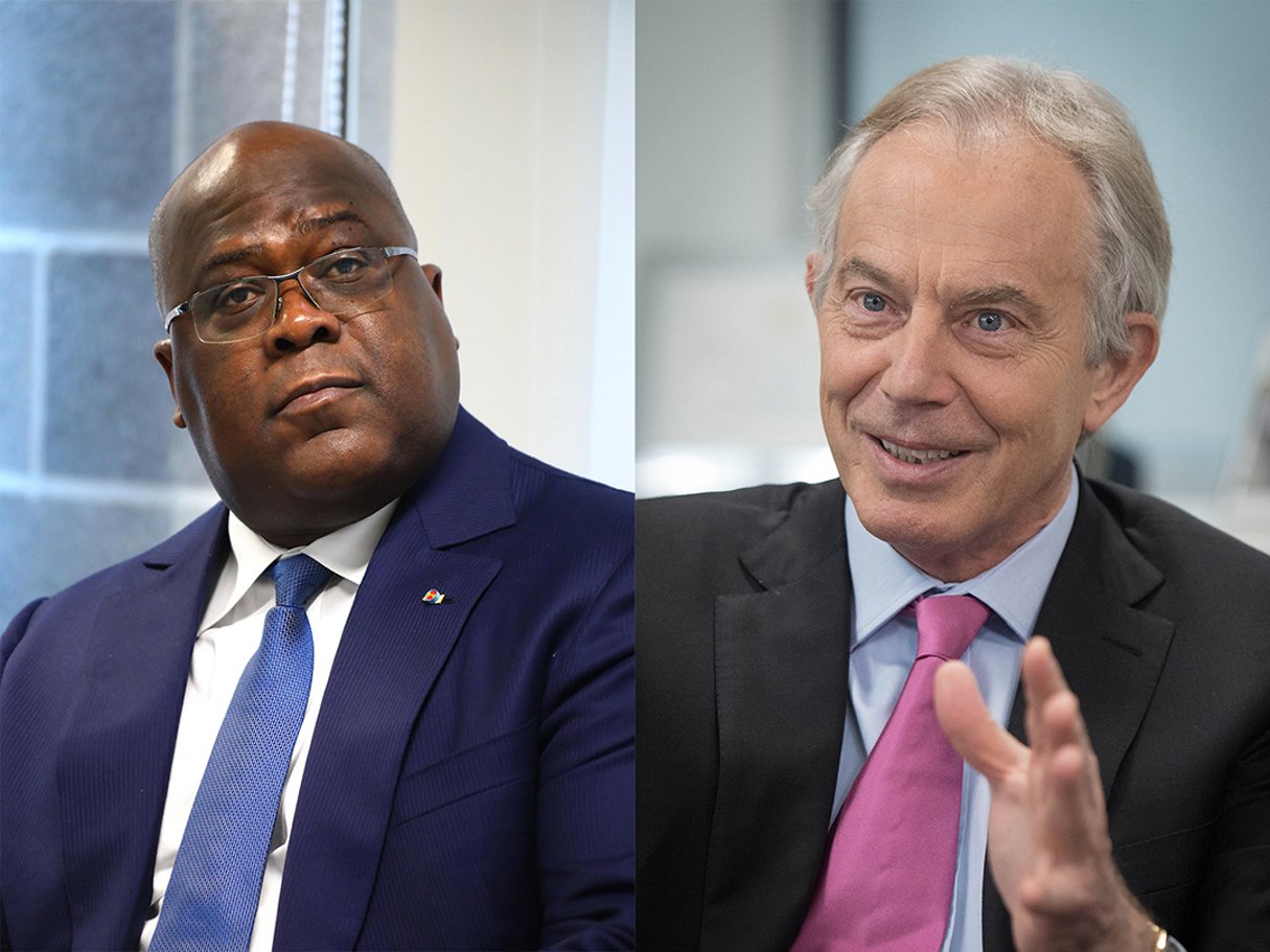 Félix Tshisekedi et Tony Blair © Michel Houet / Belpress / Andia