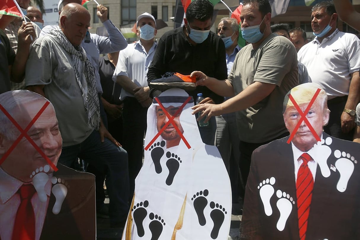 Manifestation contre la normalisation entre les EAU et Israël à Naplouse (Cisjordanie) © Majdi Mohammed/AP/SIPA