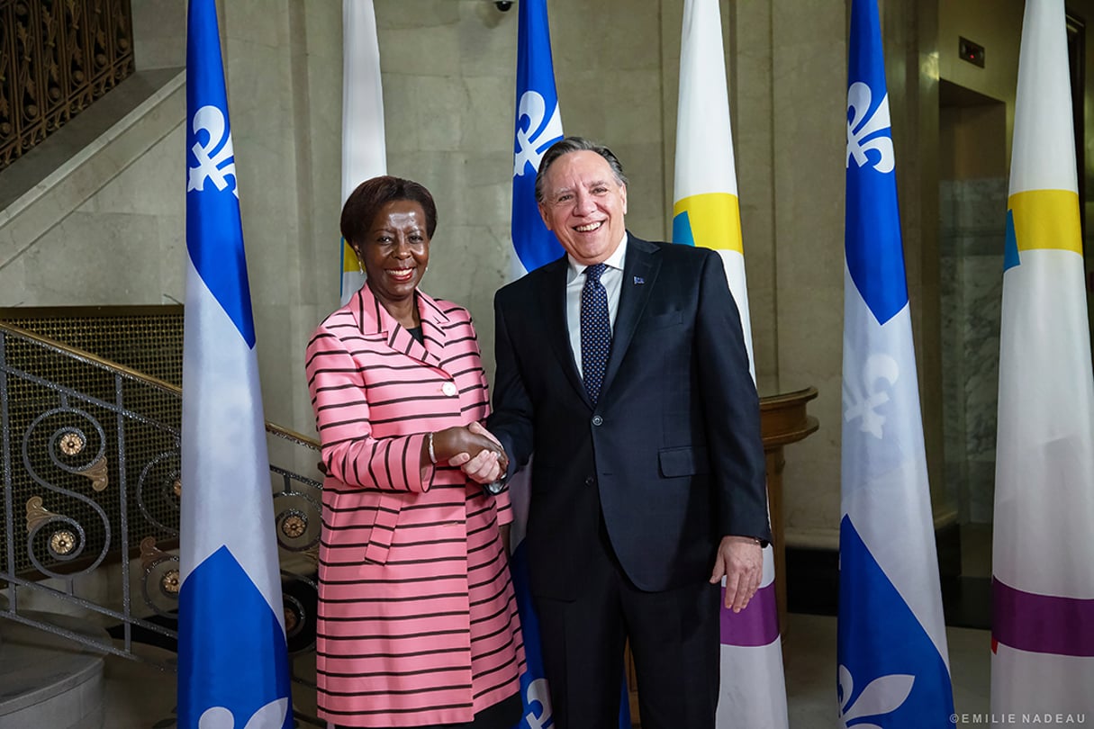 Louise Mushikiwabo (OIF), et le Premier ministre québécois, François Legault, à Québec, le 11 juin 2019. © Emilie Nadeau