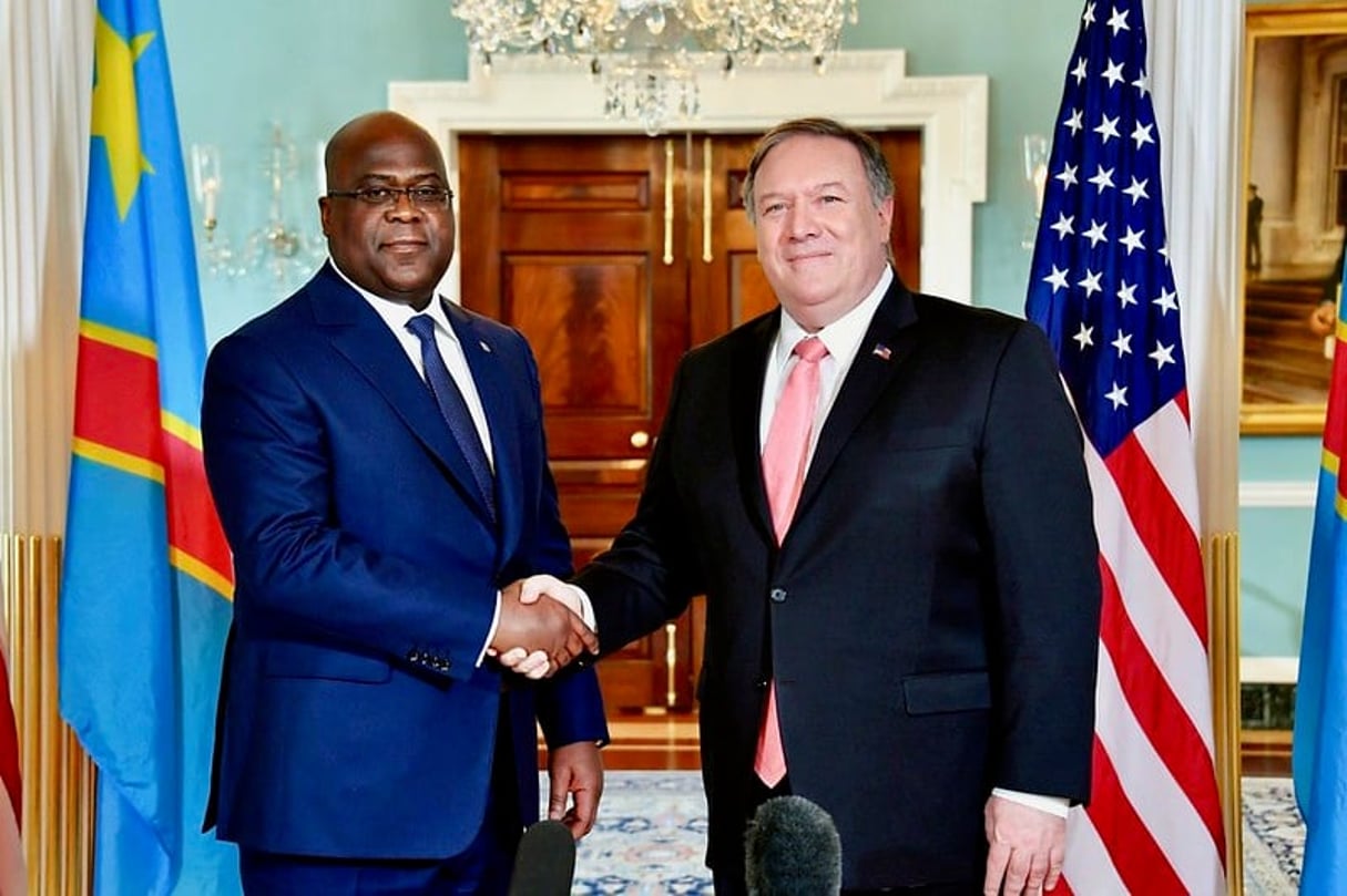 Le secrétaire d’État américain, Michael R. Pompeo, rencontre le président de la République démocratique du Congo, Felix Tshisekedi, en marge de la réunion ministérielle de l’OTAN au Département d’État américain à Washington, le 3 avril 2019. © Michael Gross/Flickr/Licence CC