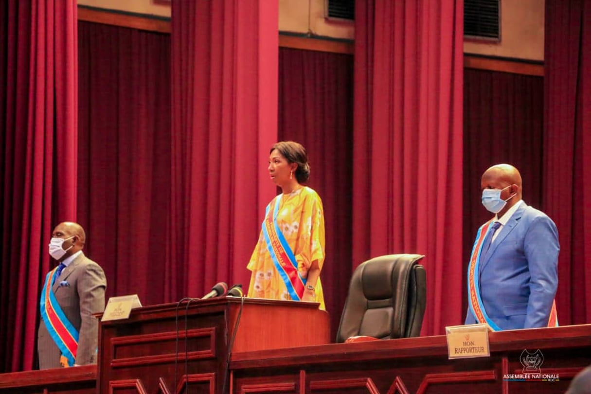 Jeanine Mabunda, présidente de l’Assemblée nationale de la RDC, lors de la rentrée parlementaire, le 15 septembre 2020. © DR / Assemblée nationale RDC