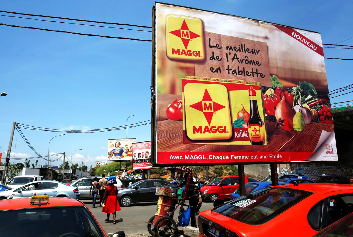 Le célèbre cube Maggi du suisse Nestlé. Ici à Abidjan, en Côte d’Ivoire. © Luc Gnago/REUTERS