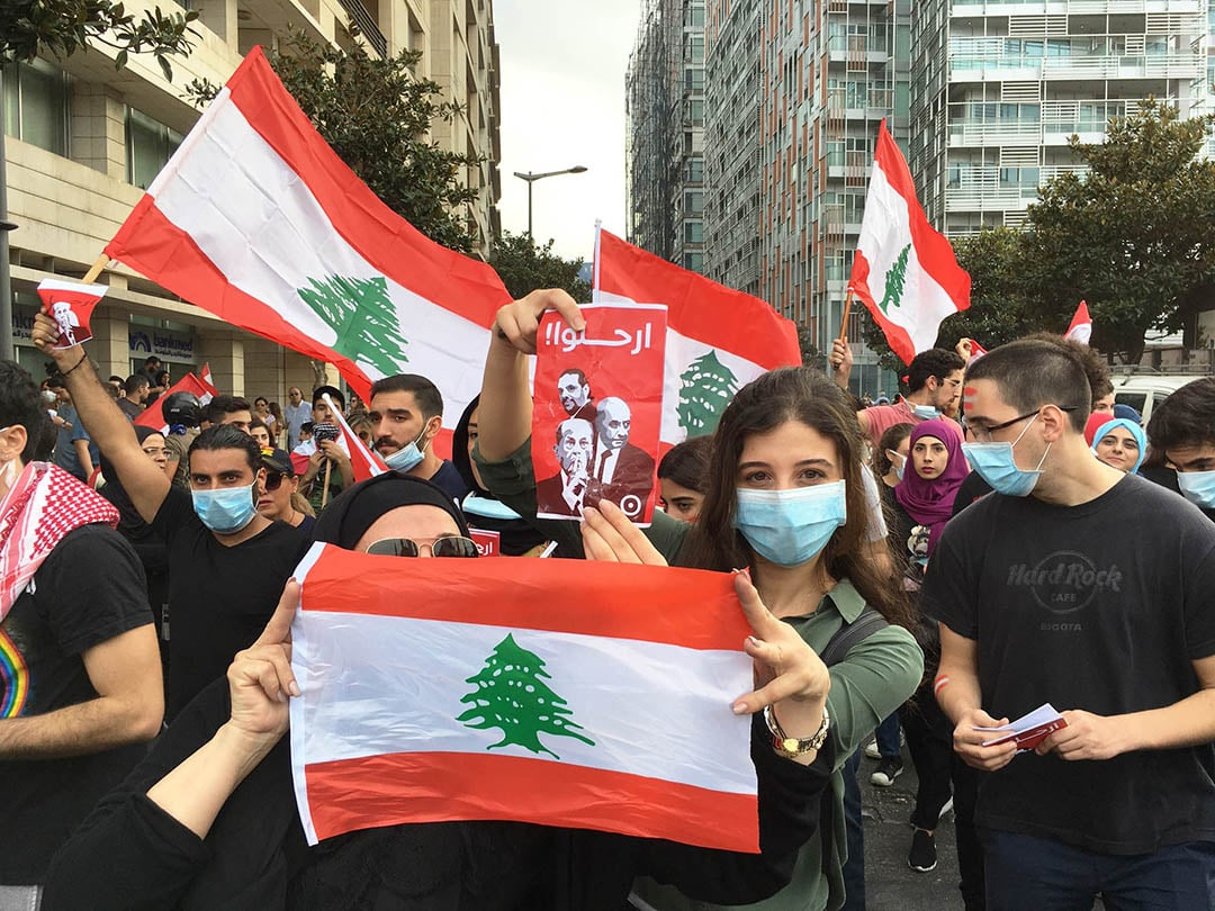 Manifestations contre la classe politique à Beyrouth, le 18 octobre 2019 © Bourget/Alpaca/Andia.fr