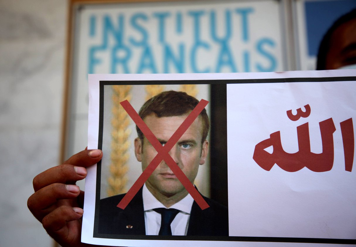 Les appels au boycott des produits français se sont multipliés à la suite du discours d’Emmanuel Macron du 21 octobre 2020. © Mahmoud Ajjour/APAIMAGES / SIPA