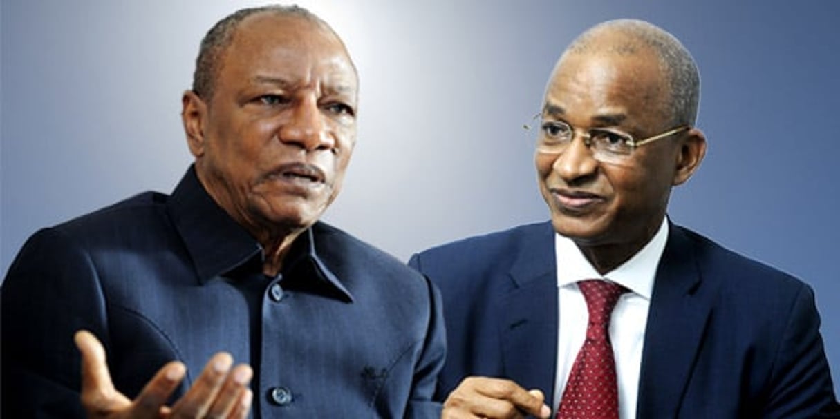 La présidentielle 2020 en Guinée a pris des allures de duel entre Alpha Condé et Cellou Dalein Diallo. © Photomontage/ Photos : Vincent Fournier/JA