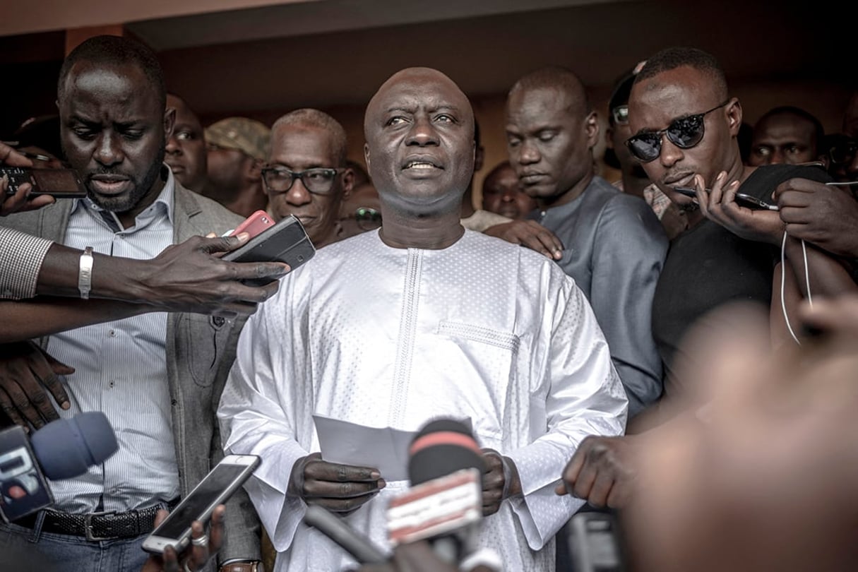 Déclaration à la presse d’Idrissa Seck après la proclamation des résultats de la présidentielle de février 2019. © Pierre Vanneste/AFP