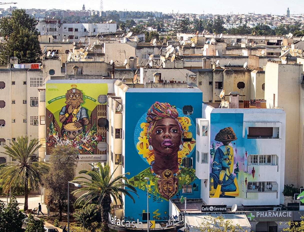 À Casablanca, lors la 4e édition de Casamouja Urban Art Wave, en 2019. © Chadi Ilias