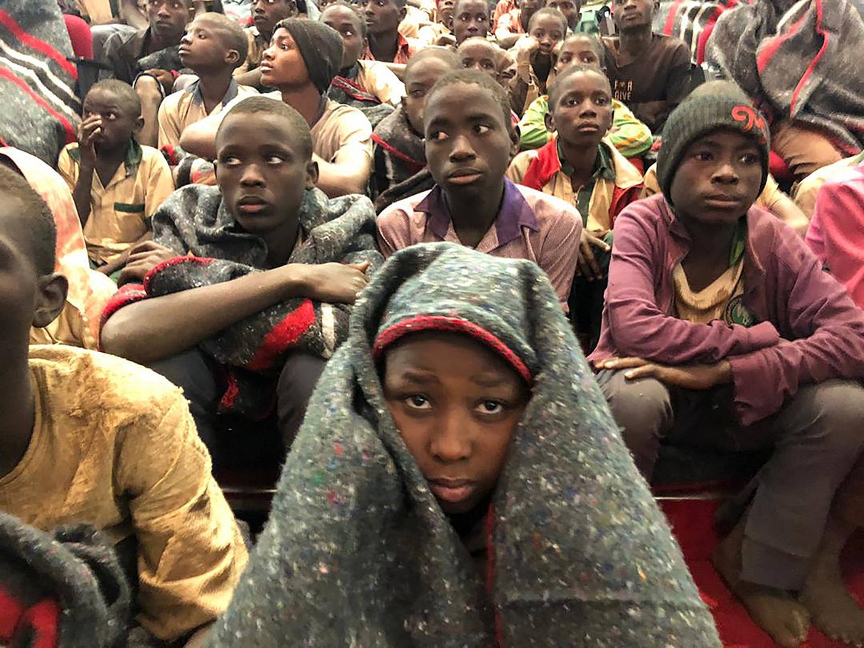 Quelques uns des 300 élèves nigérians libérés le 17 décembre, après avoir été enlevés par Boko Haram une semaine auparavant. &copy; Sunday Alamba/AP/SIPA