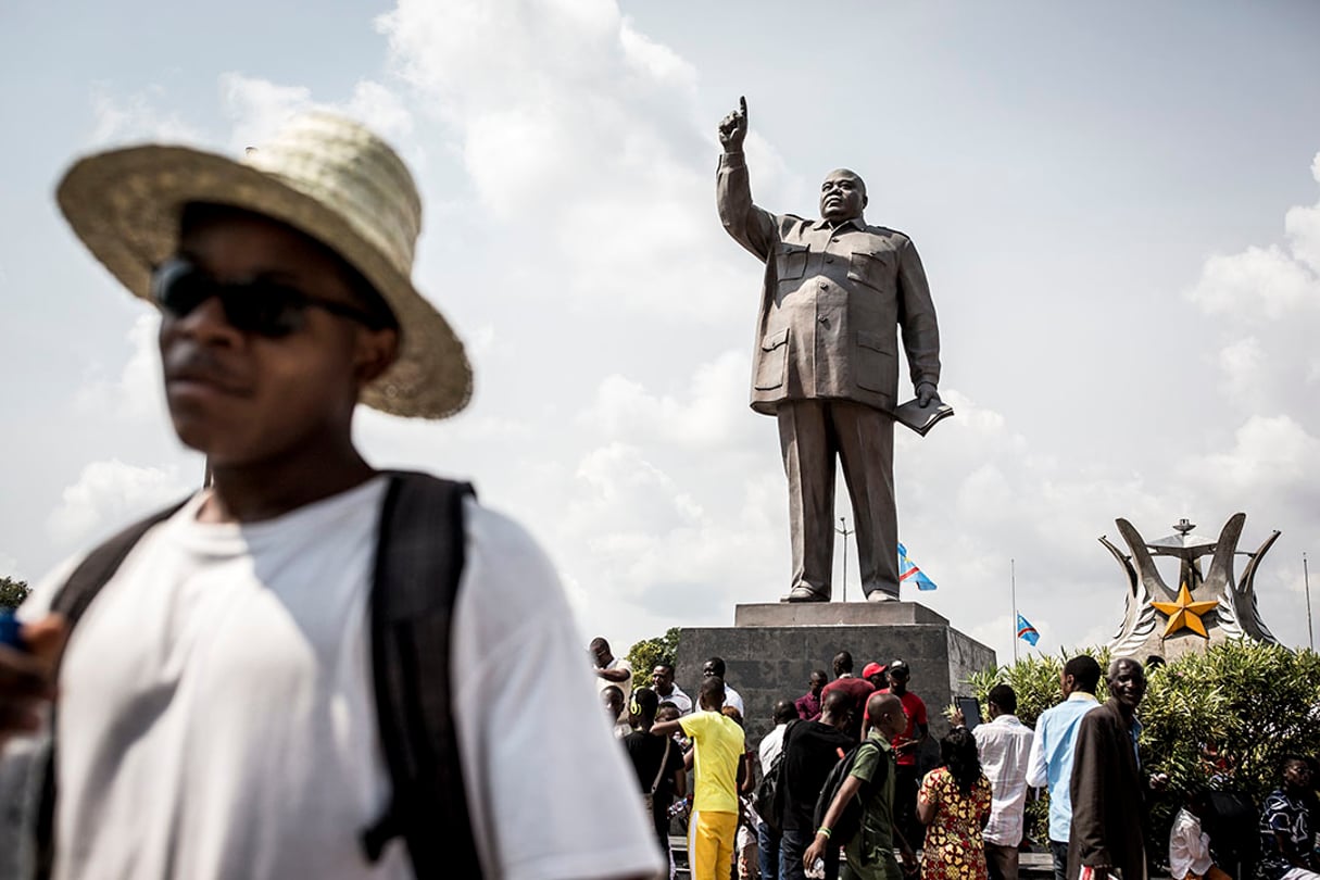 Une statue de Laurent-Désiré Kabila, lors de la commémoration de son assassinat, le 16 janvier 2019 à Kinshasa. © John WESSELS/AFP