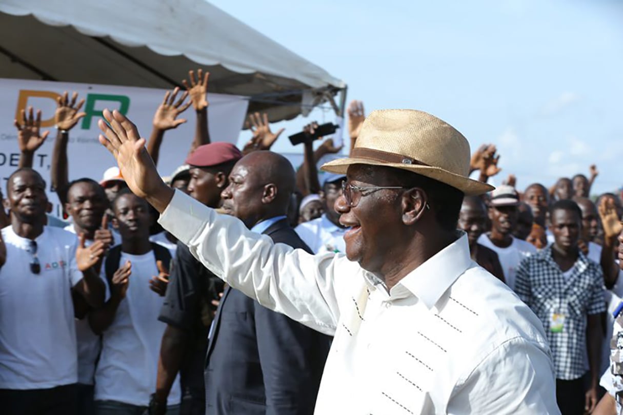 Alassane Ouattara à Ouangolodougou, dans le nord de la Côte d’Ivoire. © SP de la présidence CI/APANEWS/MAXPPP