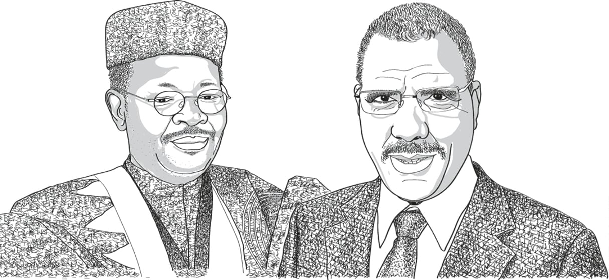Mahamane Ousmane et Mohamed Bazoum. © Illustrations JA