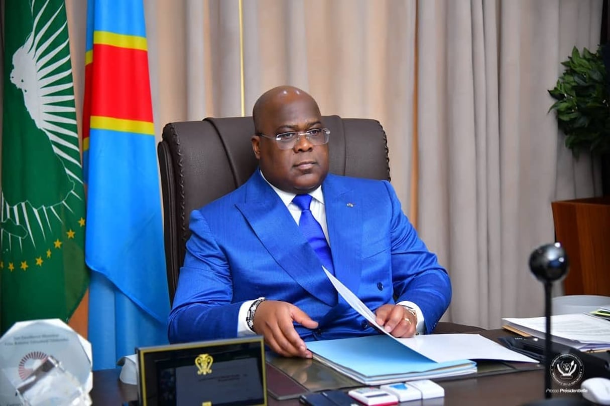 Félix Tshisekedi, le 13 janvier 2021, lors d’une réunion du Bureau de la conférence des chefs d’État et de gouvernement de l’Union africaine. © DR / Présidence RDC