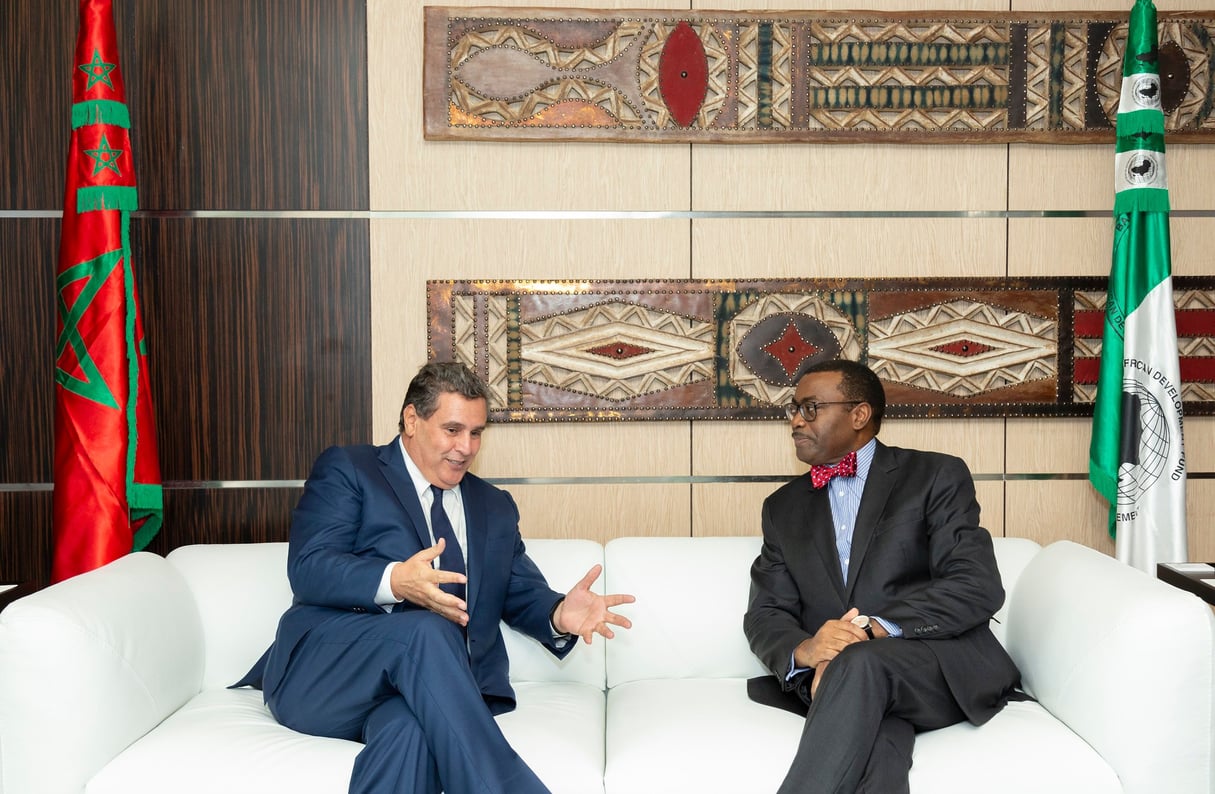 Le président de la Banque africaine de développement, Akinwumi Adesina et Aziz Akhannouch, ministre de l’Agriculture du Maroc. © AfDB President/Flickr