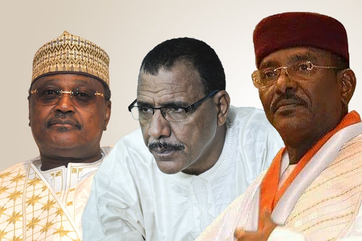 Seini Oumarou, Mohamed Bazoum et Albadé Abouba. © Photomontage / Photos : SEYLLOU DIALLO/AFP; V. Fournier/JA; DR