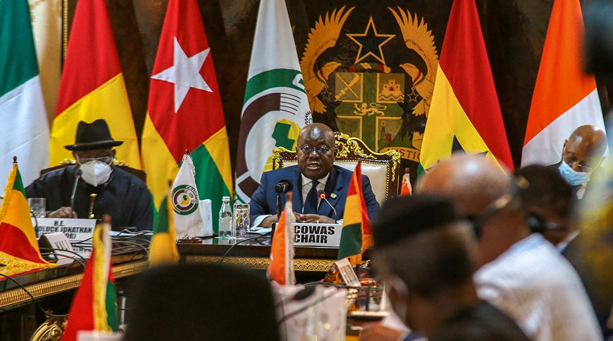 Le chef de l’État ghanéen, Nana Akufo-Addo, président de la Cedeao, à Accra, le 15 septembre 2020. © CHRISTIAN THOMPSON/EPA/MAXPPP