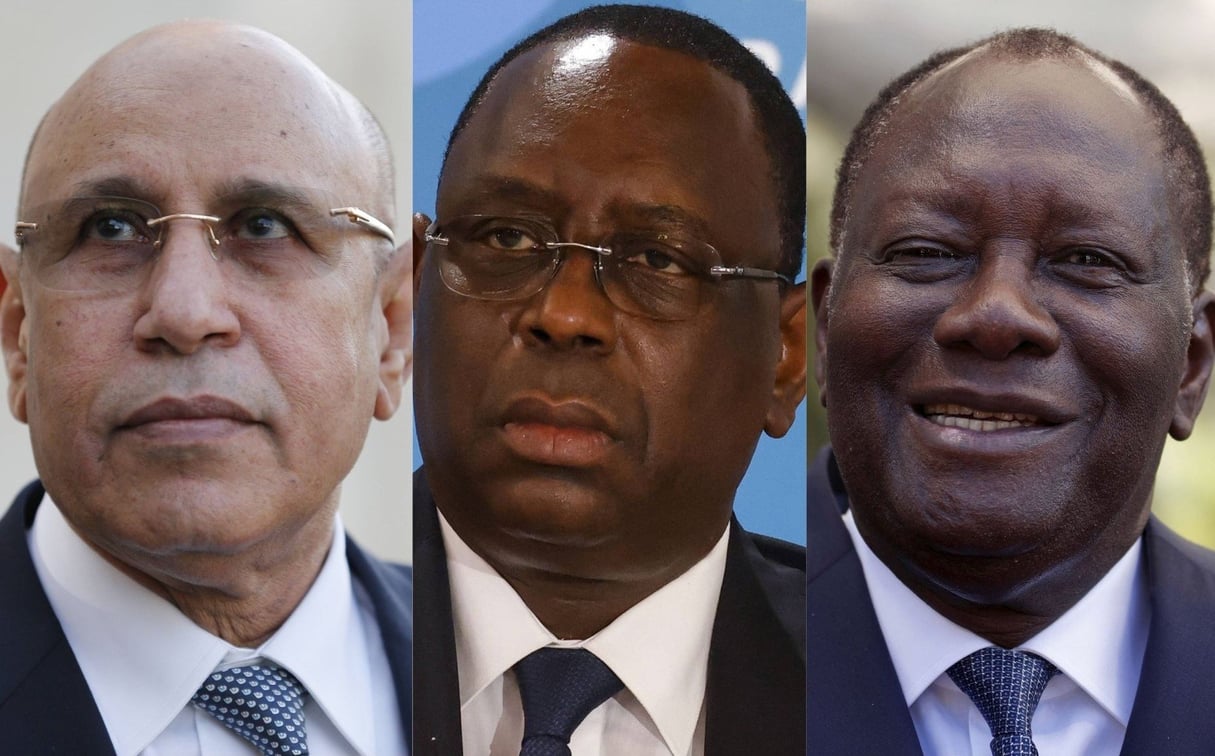 Mohamed Ould Ghazouani, Macky Sall et Alassane Ouattara. © Photomontage : Regis Duvignau/AP/SIPA ; Ludovic Marin/AP/SIPA ; Eric Gaillard/AP/SIPA