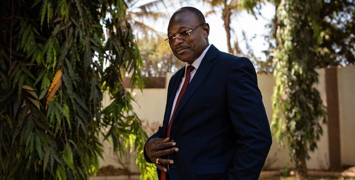 Eddie Komboïgo, le président du CDP, chez lui, à Ouagadougou, en février 2021.
