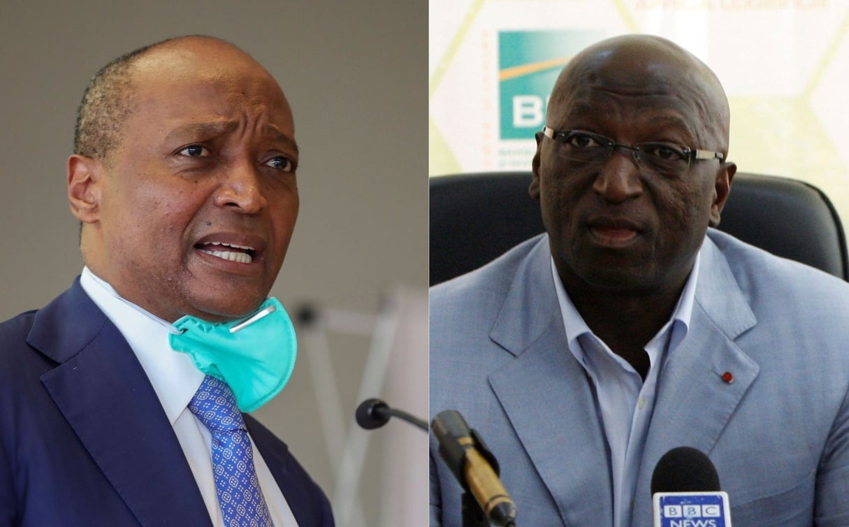 Patrice Mostepe et Jacques Anouma, tous deux candidats à la présidence de la CAF. © Photos : Reuters