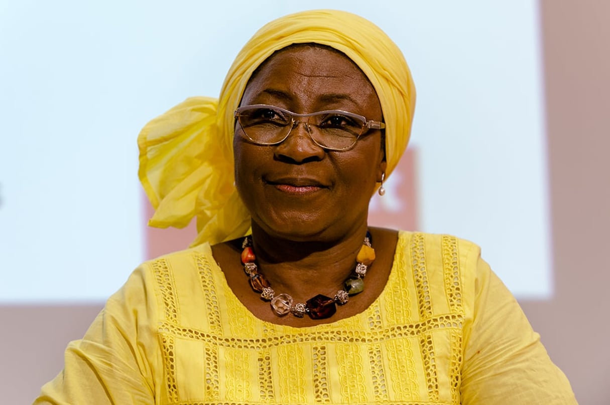 Monique Ilboudo, femme de lettres et militante des droits de l’homme burkinabè, le 25 avril 2018 à Genève, en Suisse. © Jean-Marc ZAORSKI/GAMMA-RAPHO via Getty Images