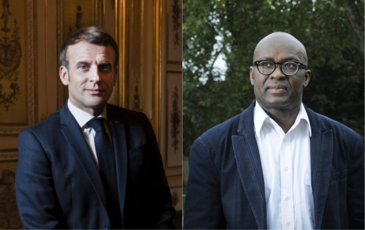 Emmanuel Macron et Achille Mbembe © Photomontage : Photos : Francois Grivelet pour JA / Vincent Fournier pour JA
