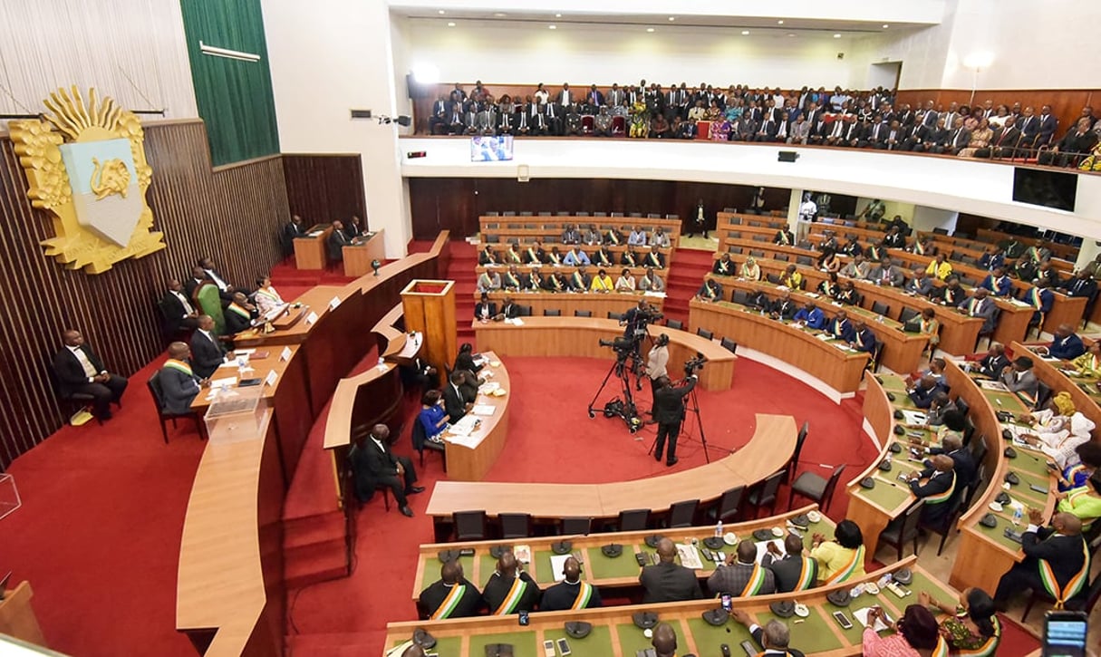 Une vue générale de l’Assemblée nationale ivoirienne lors de l’élection de son nouveau président, le 7 mars 2019, à Abidjan. © Sia KAMBOU/AFP