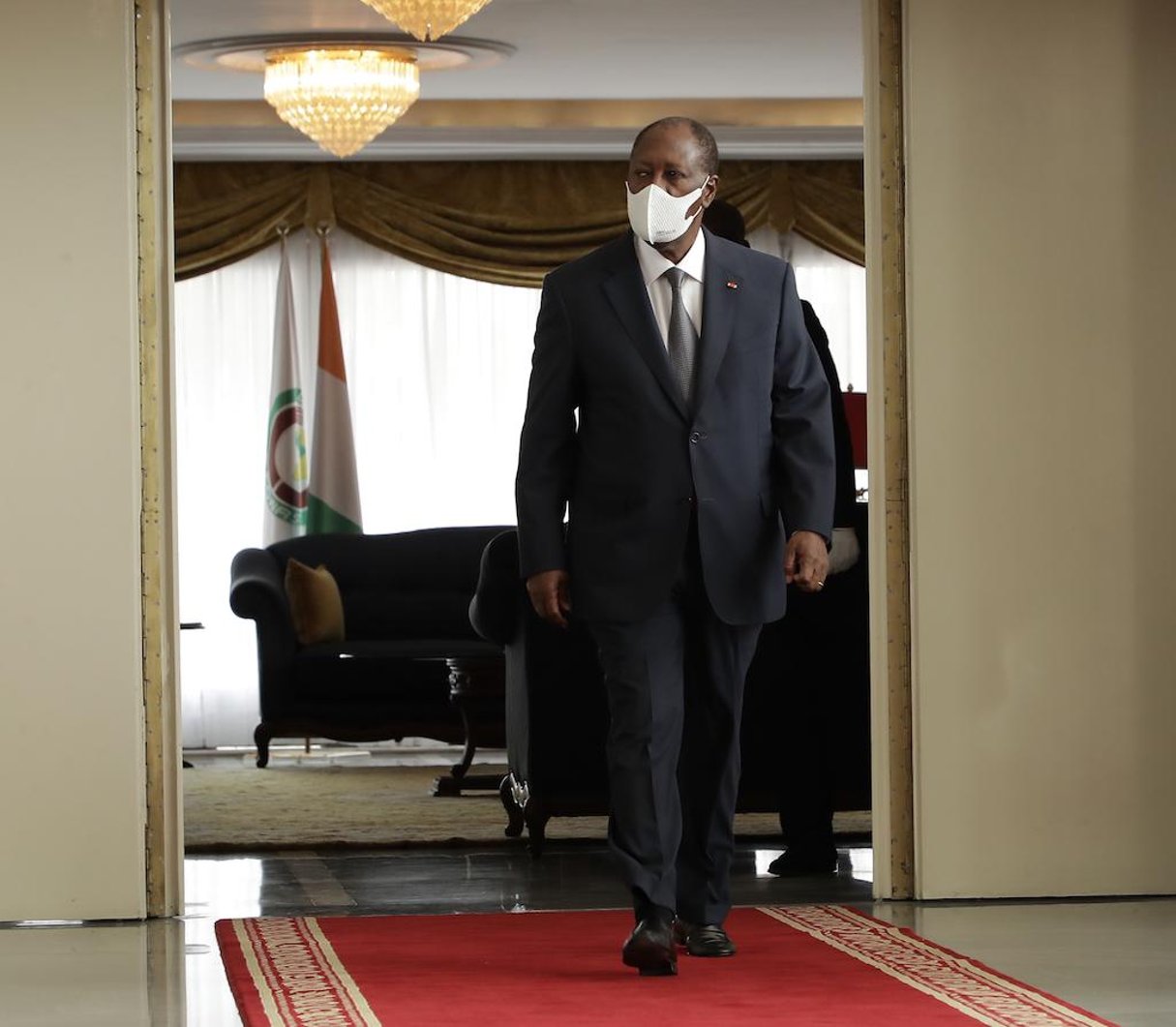 Alassane Ouattara, à son arrivée au conseil des ministres, ce mercredi 24 mars 2021. © DR / Présidence ivoirienne