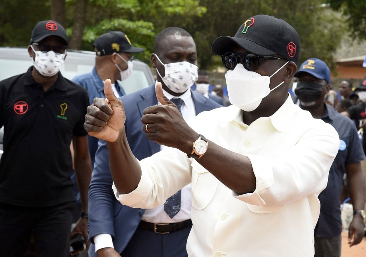 Le président du Bénin, Patrice Talon, le 9 avril 2021 lors de sa campagne électorale pour obtenir un second mandat. © PIUS UTOMI EKPEI/AFP