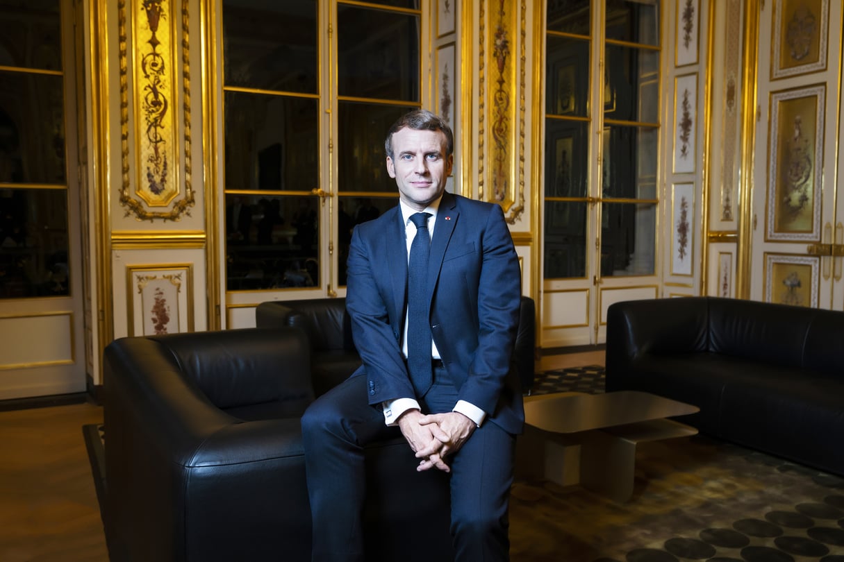 Emmanuel Macron à l’Élysée, le 16 novembre 2020. © Francois Grivelet pour JA