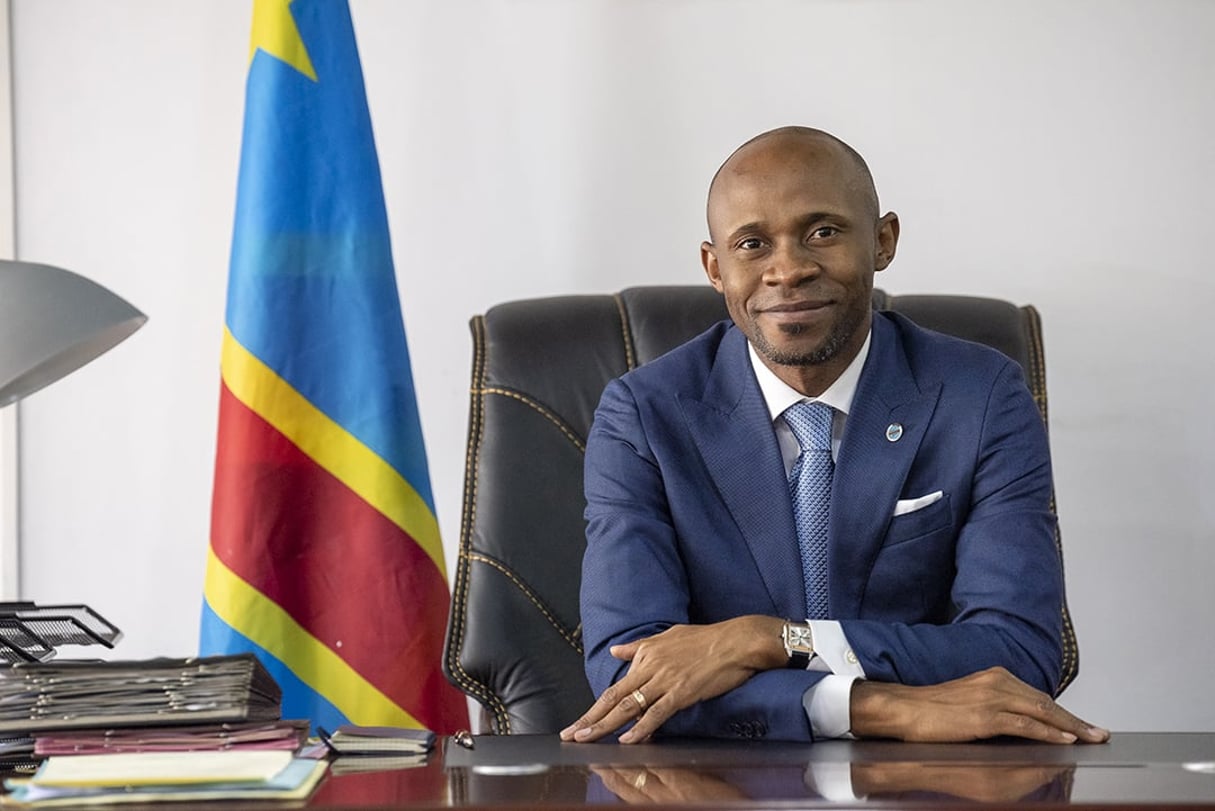 Patrick Muyaya, ministre de la Communication et des Médias, porte-parole du gouvernement congolais, à Kinshasa, le 10 mai 2021.