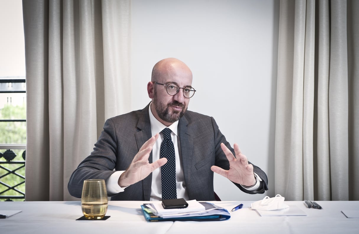 Charles Michel est président du Conseil européen depuis le 1ᵉʳ décembre 2019. Ici à Paris, le 17 mai 2021. &copy; Vincent Fournier pour JA