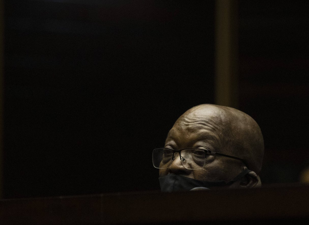 Jacob Zuma, le 23 mai 2021 à la Haute Cour, à Pietermaritzburg. © Kim Ludbrook/AP/SIPA