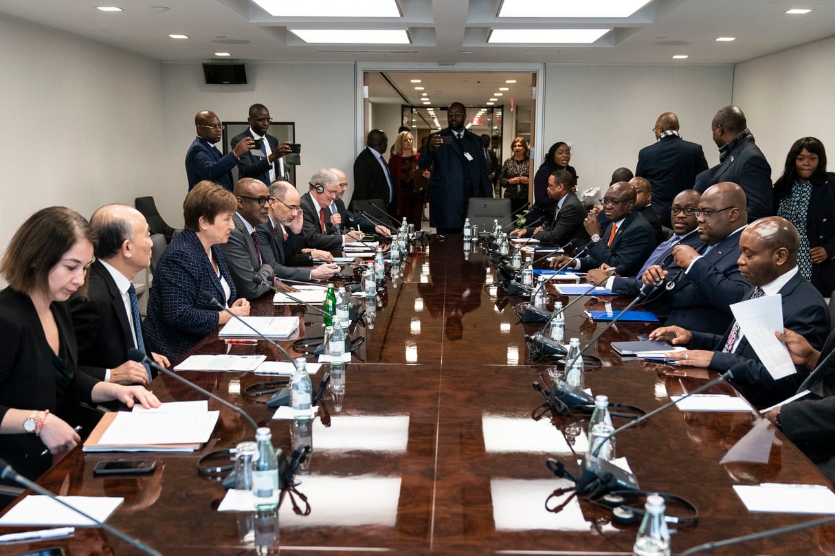 Rencontre entre la directrice générale du FMI, Kristalina Georgieva, et le président de la République démocratique du Congo, Felix Tshisekedi, à Washington, DC, le 2 mars 2020. © Joshua Roberts/IMF Photograph/Flickr/Licence CC