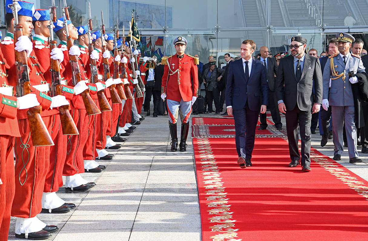 Le président français Emmanuel Macron et le roi du Maroc Mohammed VI à Rabat, le 15 novembre 2018. © CHRISTOPHE ARCHAMBAULT/AFP