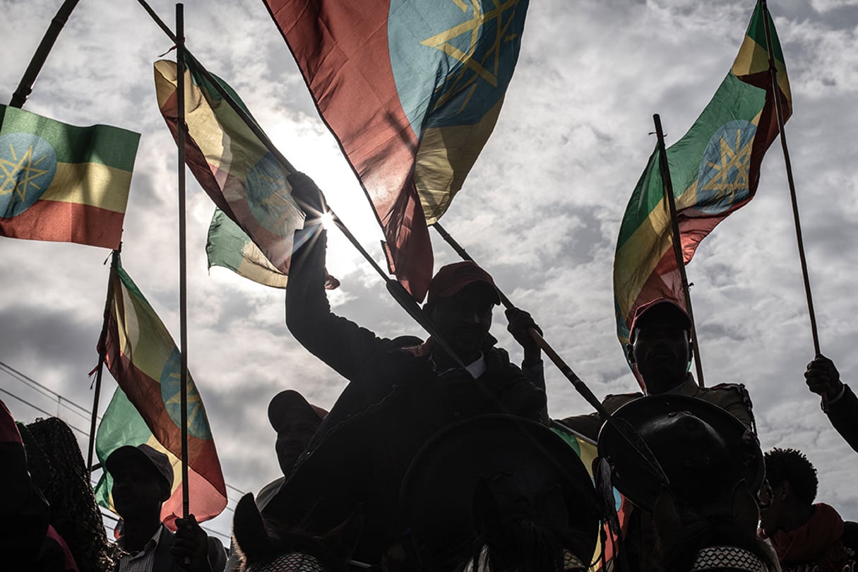 Rassemblement de soutien aux forces armées éthiopiennes à Addis-Abeba, le 8 août 2021. © AMANUEL SILESHI/AFP