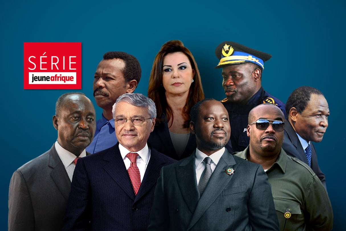 De haut en bas et de gauche à droite : Mengistu Hailé Mariam, Leïla Ben Ali, John Numbi, François Bozizé, Chabib Khelil, Guillaume Soro, Karim Keïta et François COmpaoré. © Photomontage : JA / Photos : BAY ISMOYO/AFP; VINCENT FOURNIER/JA; ISSAM ZELJI POUR JA; JUNIOR KANNAH/AFP;MICHELE CATTANI/AFP; FETHI BELAID/AFP; ALEXANDER JOE/AFP;MOHAMED HAMMI/SIPA