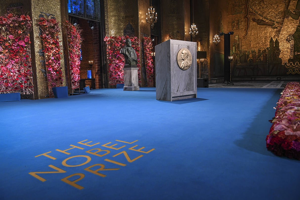 La cérémonie de remise des Prix Nobel, à Stockholm, en Suède, le 20 décembre 2020. © Fredrik Sandberg/AP/SIPA