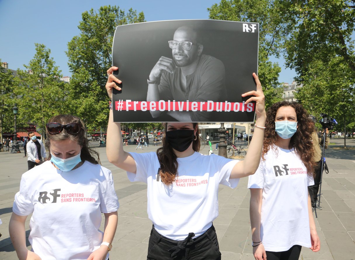 Manifestation de soutien à Olivier Dubois, le 8 juin 2021, à Paris © SEVGI/SIPA
