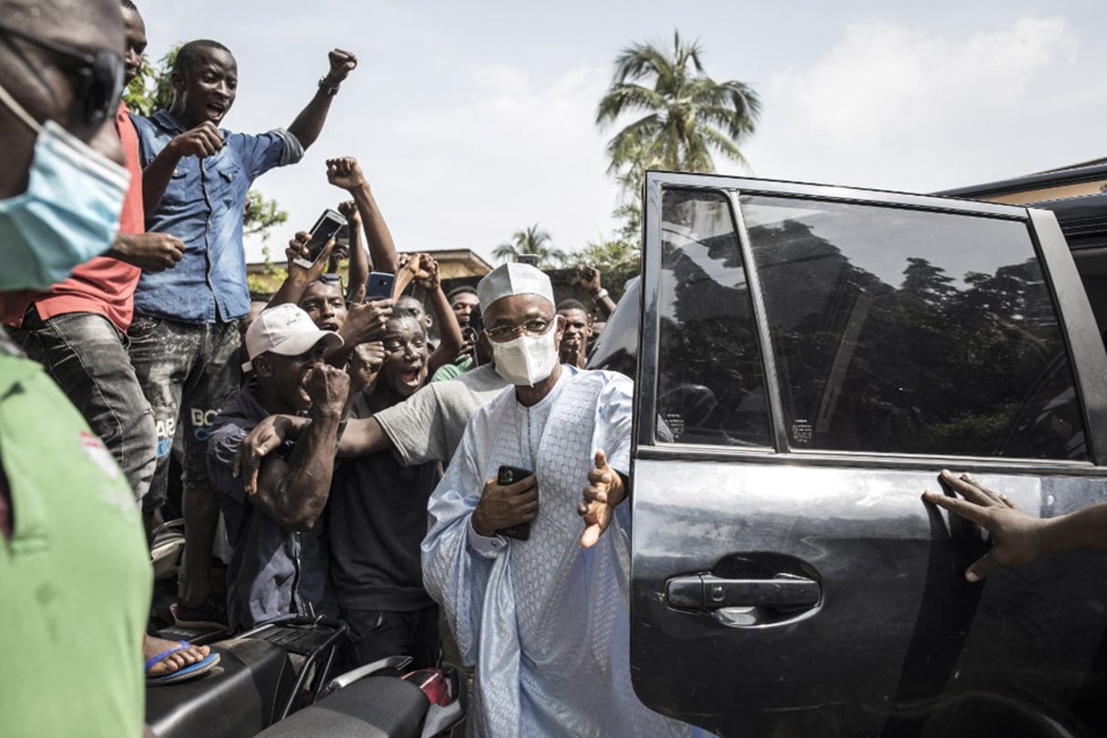 Cellou Dalein Diallo arrive au siège de l’UFDG, à Conakry, en octobre 2020 © JOHN WESSELS/AFP