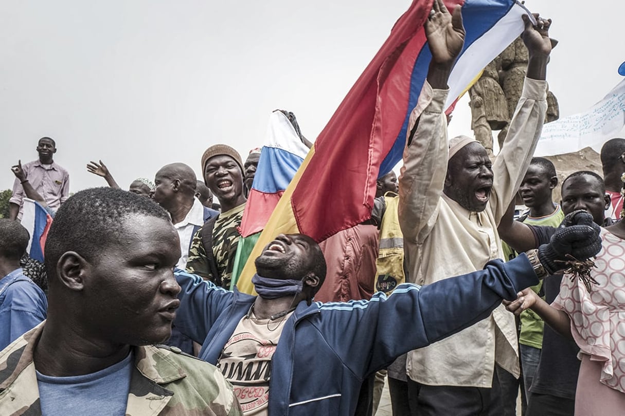 Manifestation antifrançaise, à Bamako, le 27 mai 2021. © Michele Cattani/AFP
